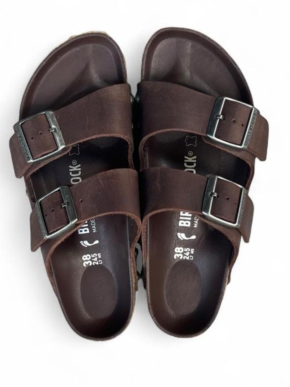 Rare Birkenstock Arizona Light Studs Habana Oiled Leather EU 38 US 7-7.5 Narrow - Picture 3 of 8